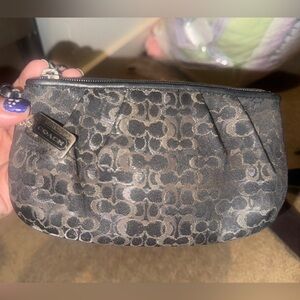 Coach Black and Silver Patterned Wristlet